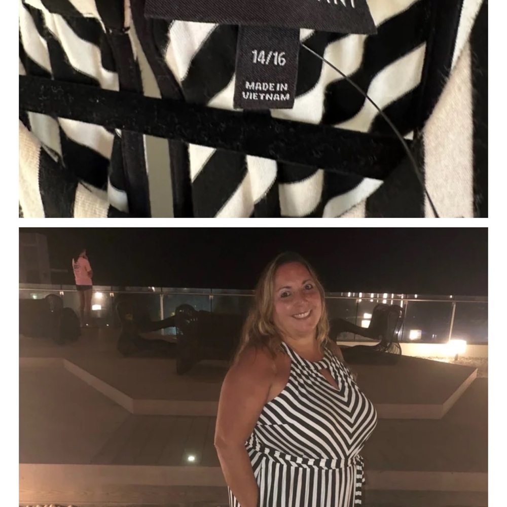 Lane Bryant 14/16 1x Black and White Striped Maxi Dress